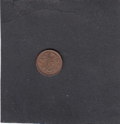Beschrijving: 1/2 Cent WILHELMINA 